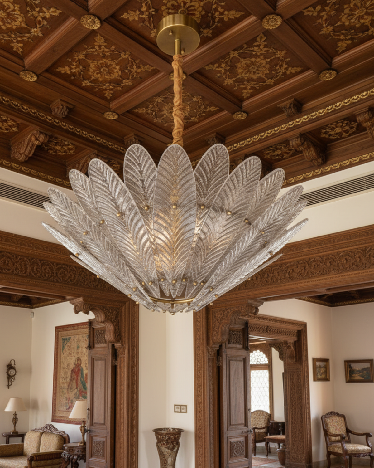 Mayuri Crystal Brass Chandelier