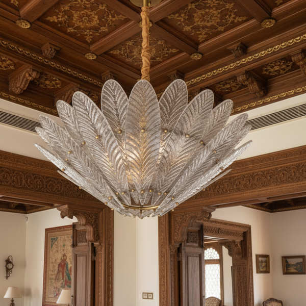 Mayuri Crystal Brass Chandelier | Handcrafted Luxury Lighting Made