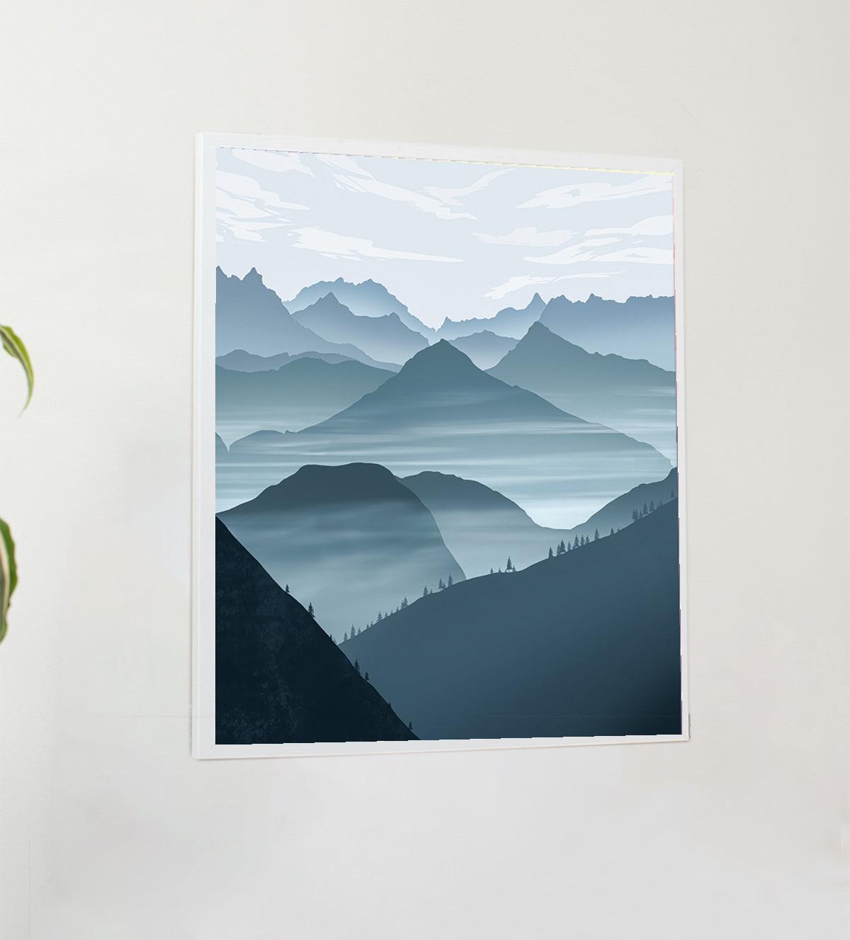 Misty Mountains with this Breathtaking wall art Painting. - Aartaa decor