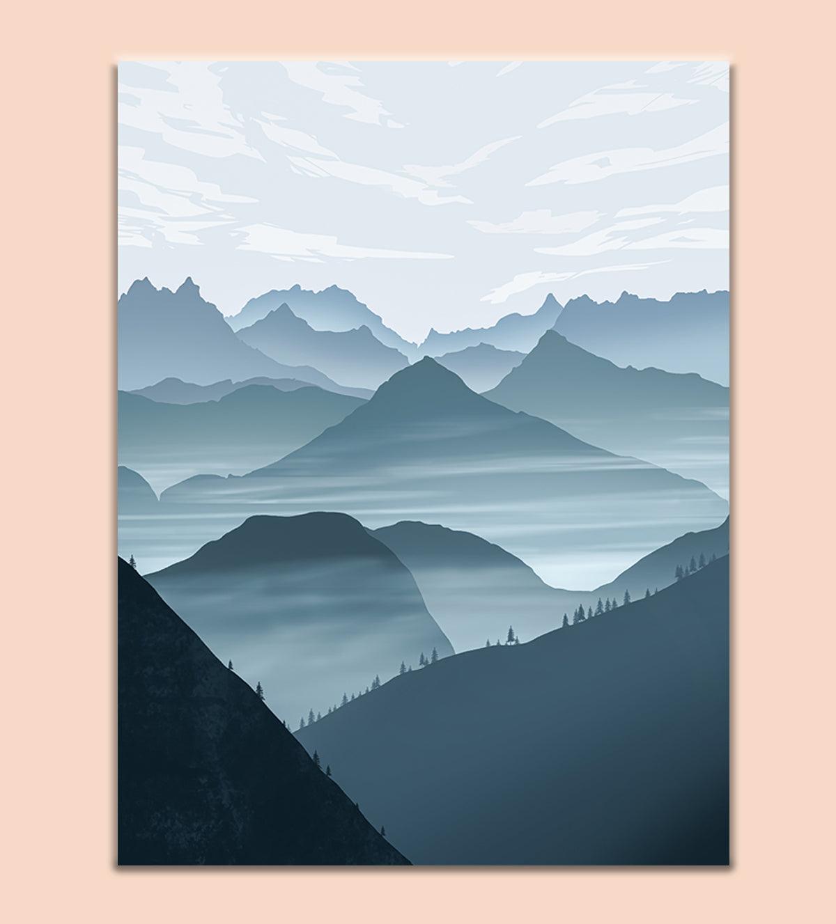 Misty Mountains with this Breathtaking wall art Painting. - Aartaa decor