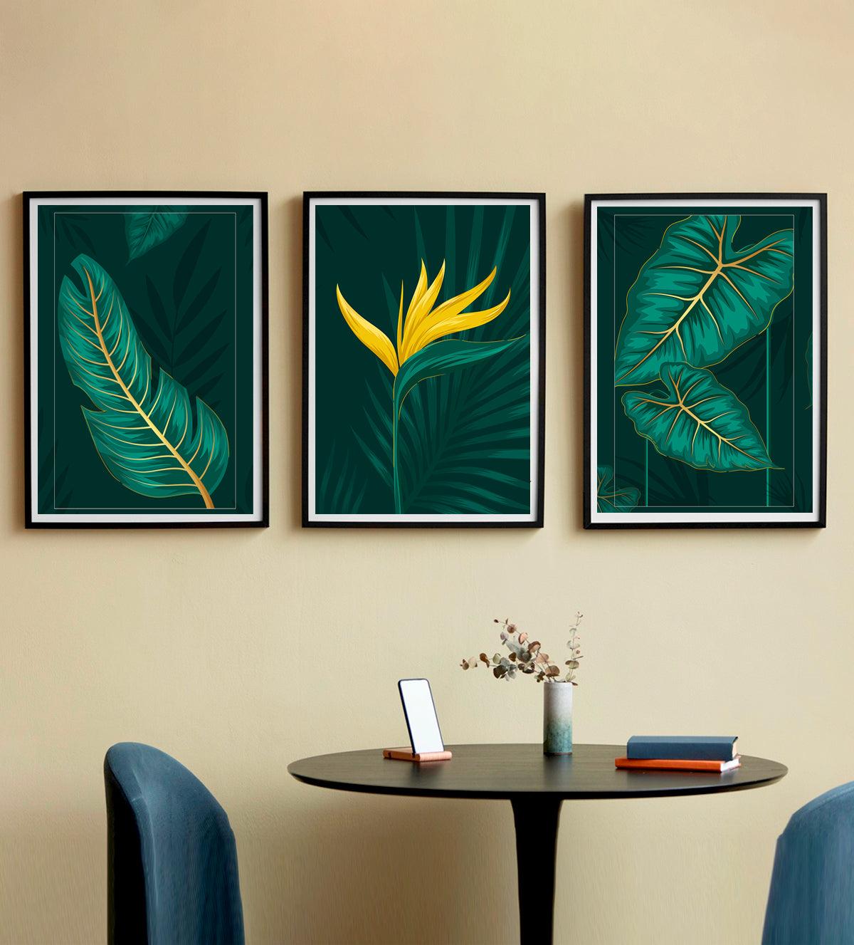 Set of Three Botanical Painting Of Leaves - Aartaa decor