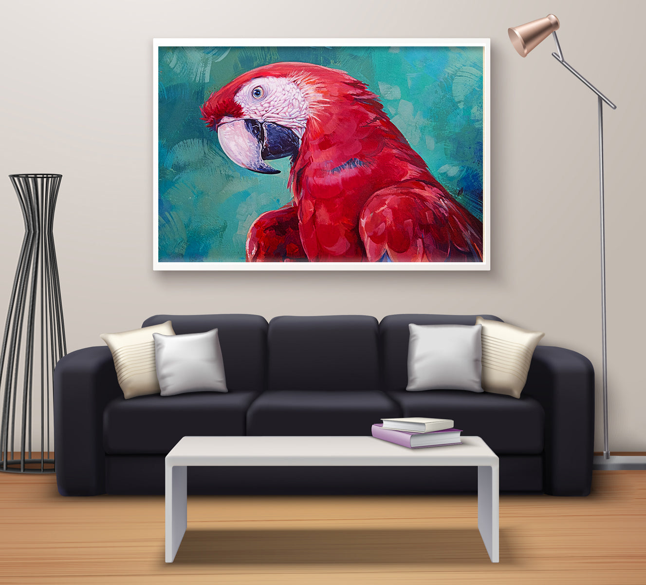 this captivating Scarlet Macaw wall painting - Aartaa decor