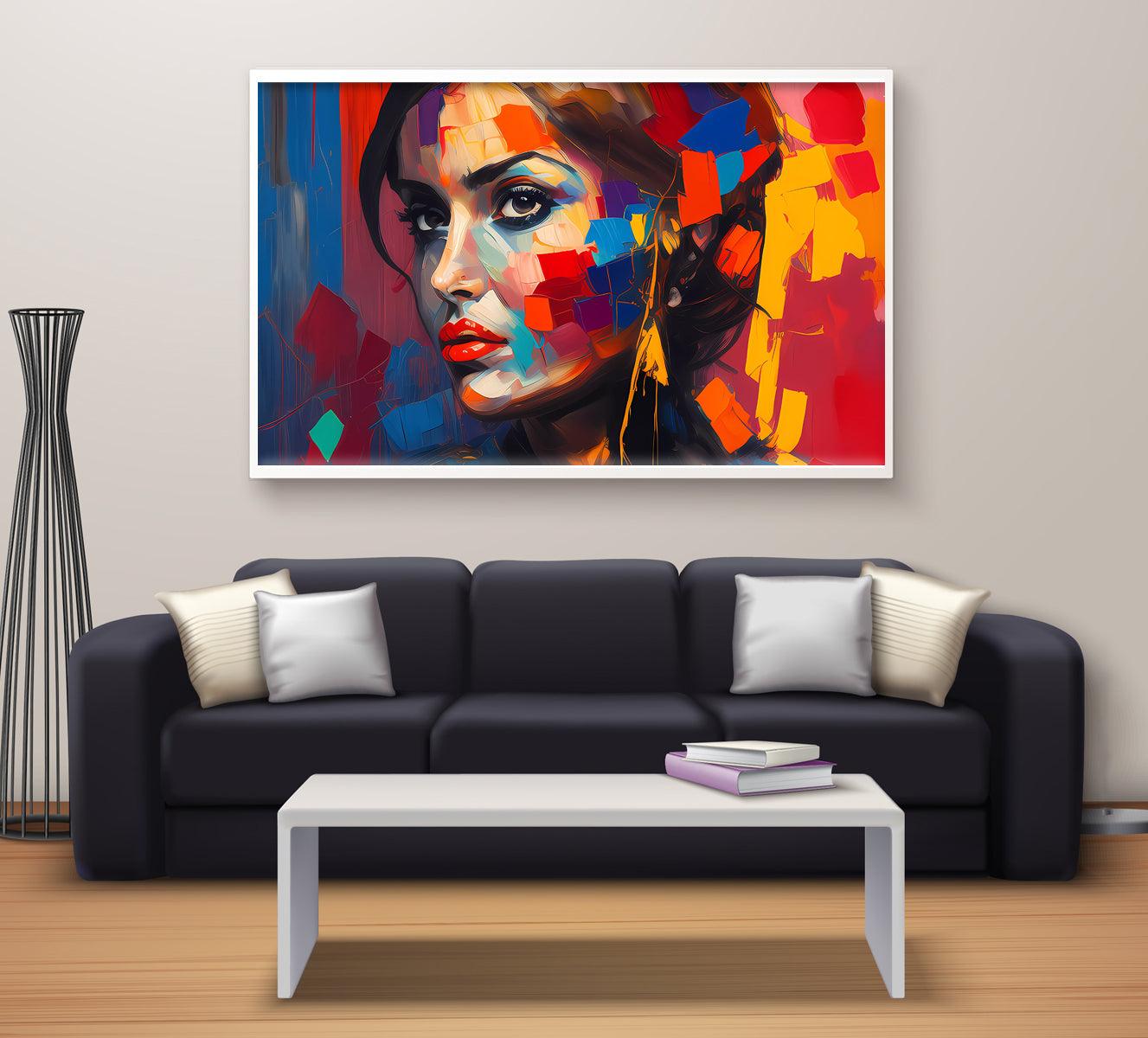 GEOMETRIC ART OF GIRL FACE PORTRAIT WALL ART IMAGE - Aartaa decor