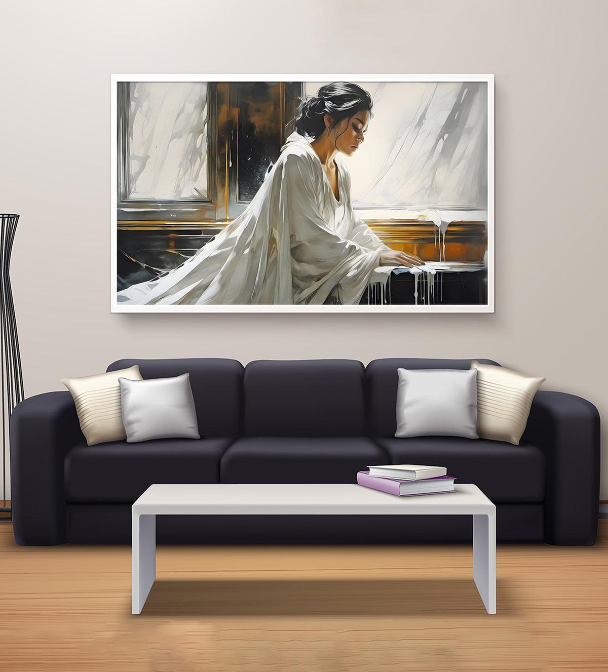 Stunning portrait of a woman in a white saree - Aartaa decor