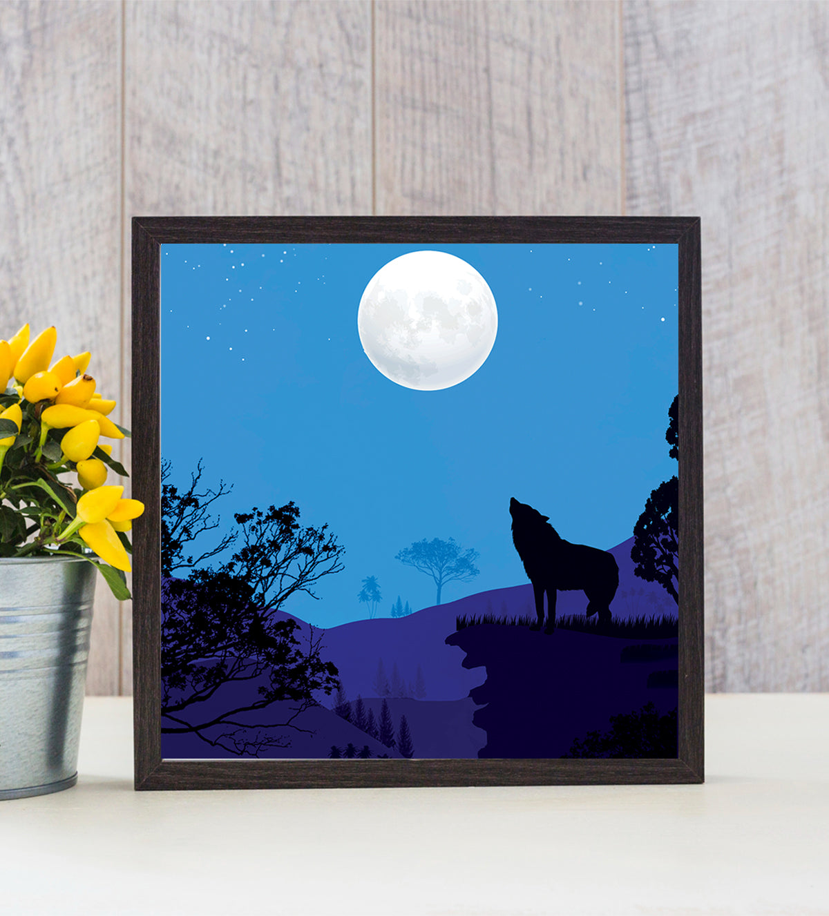 Natural Landscape Full Moon Cool Blue Colour with Hilltop View Night - Aartaa decor