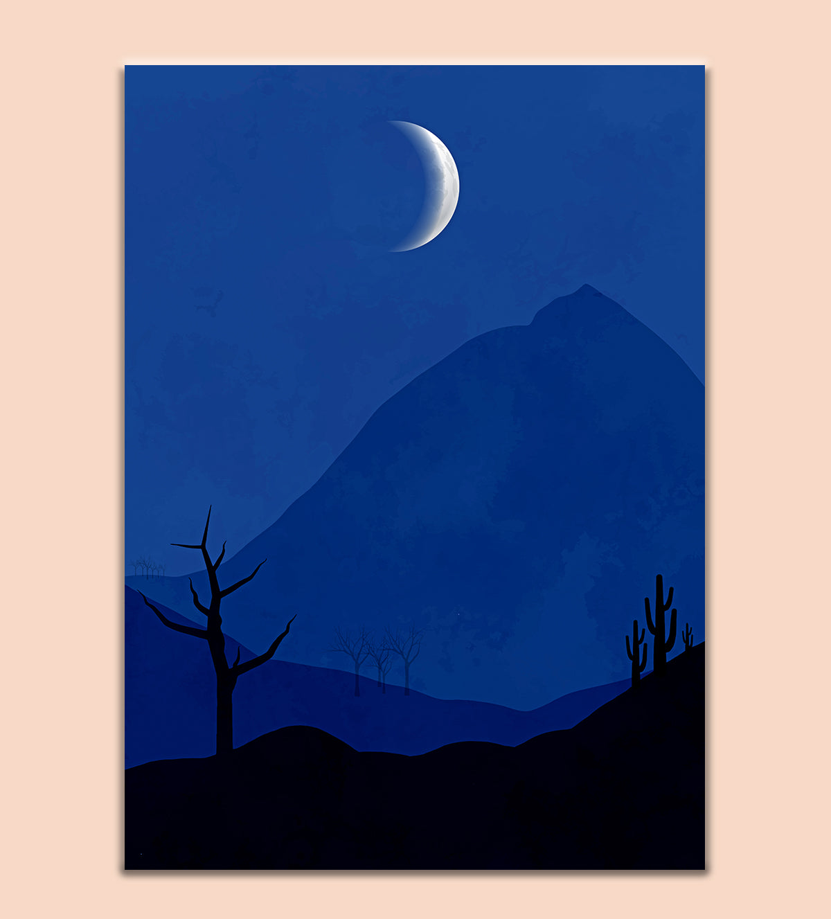 Natural Landscape Moon Cool Blue Color with Hilltop View Night - Aartaa decor