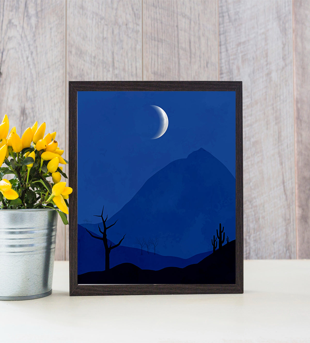 Natural Landscape Moon Cool Blue Color with Hilltop View Night - Aartaa decor