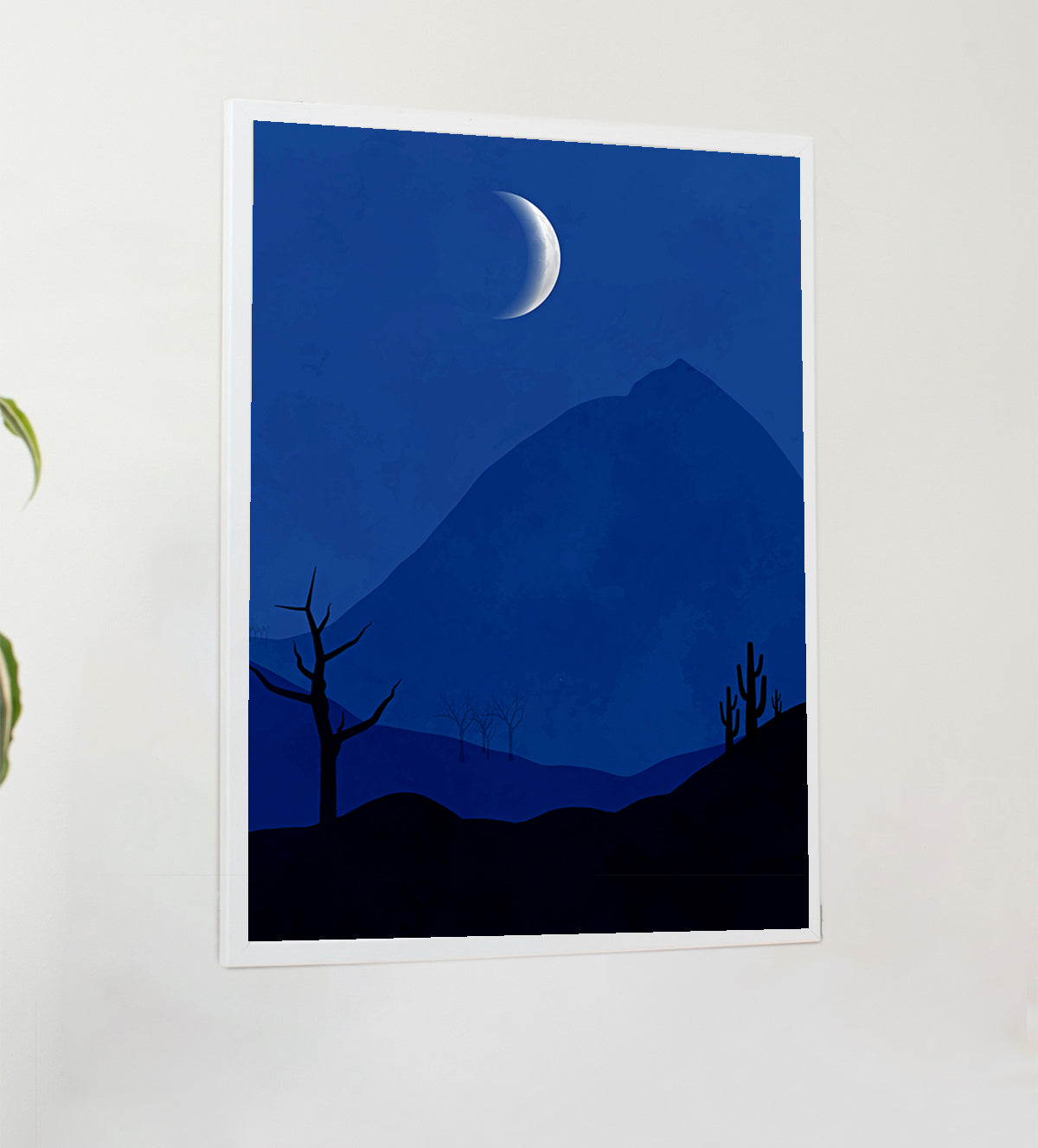 Natural Landscape Moon Cool Blue Color with Hilltop View Night - Aartaa decor