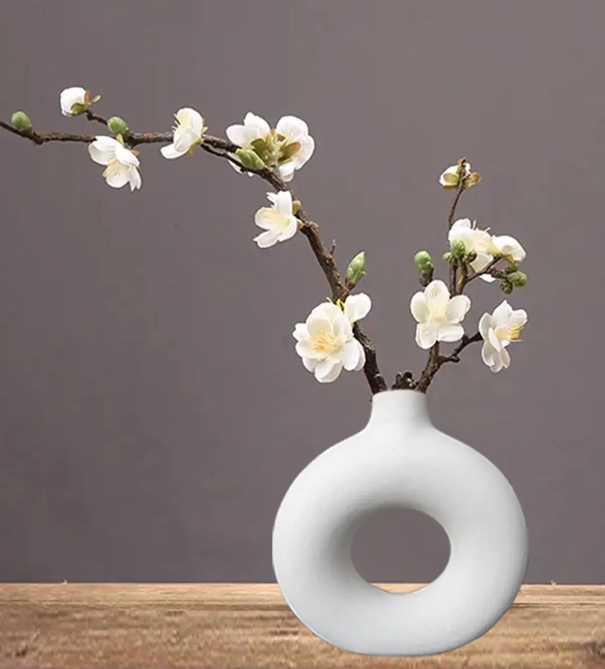 Home Ceramic Donut Shape Vase Planter Flower Pot Ceramic Vase,Showpiece Ceramic Vase - Aartaa decor