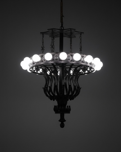 Artisan-crafted noir chandelier – luxury lighting for boutique hotels and residences