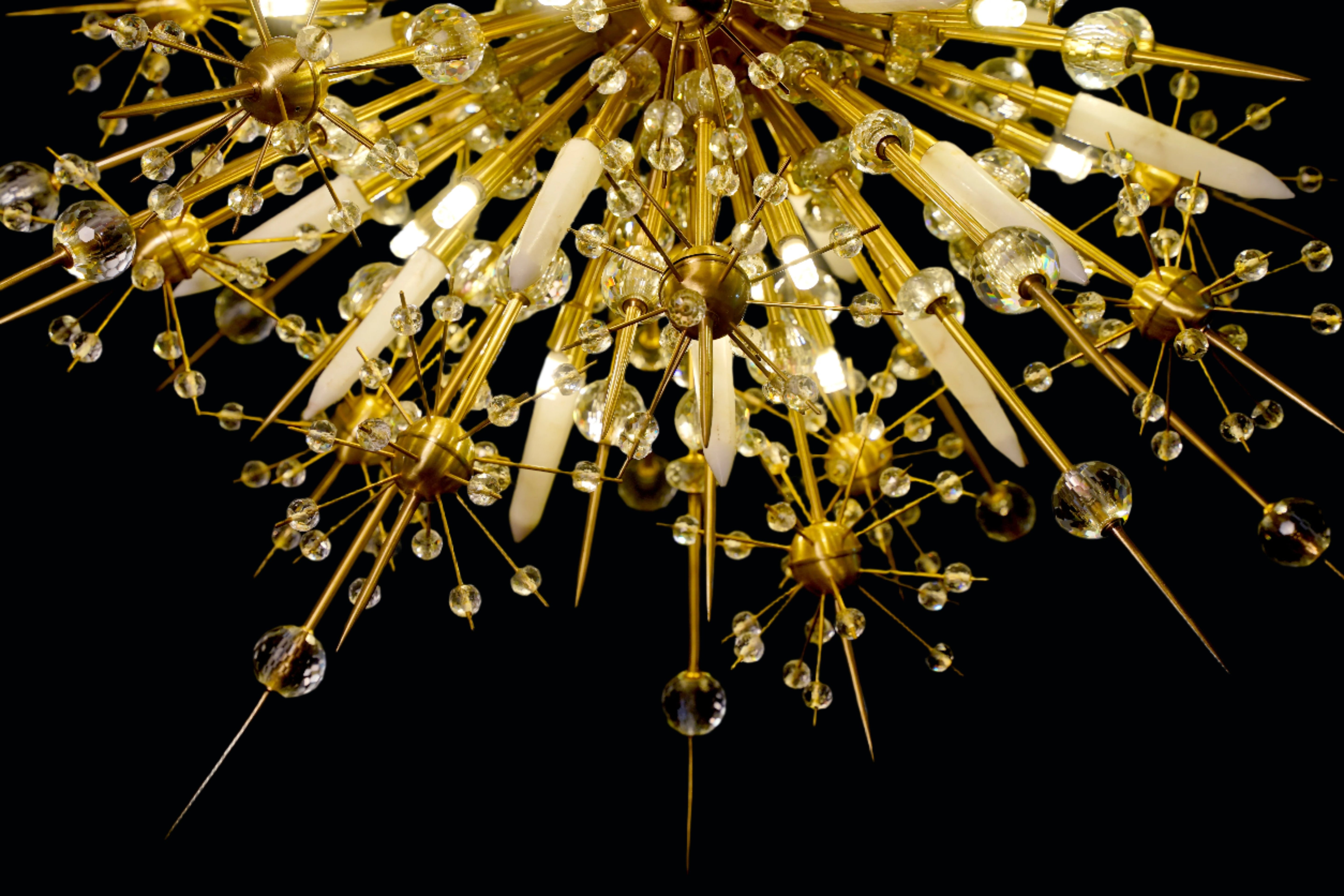 Rajratna starburst luxe chandelier - Luxury lighting for home, villa, hotel, and duplex architectural spaces.