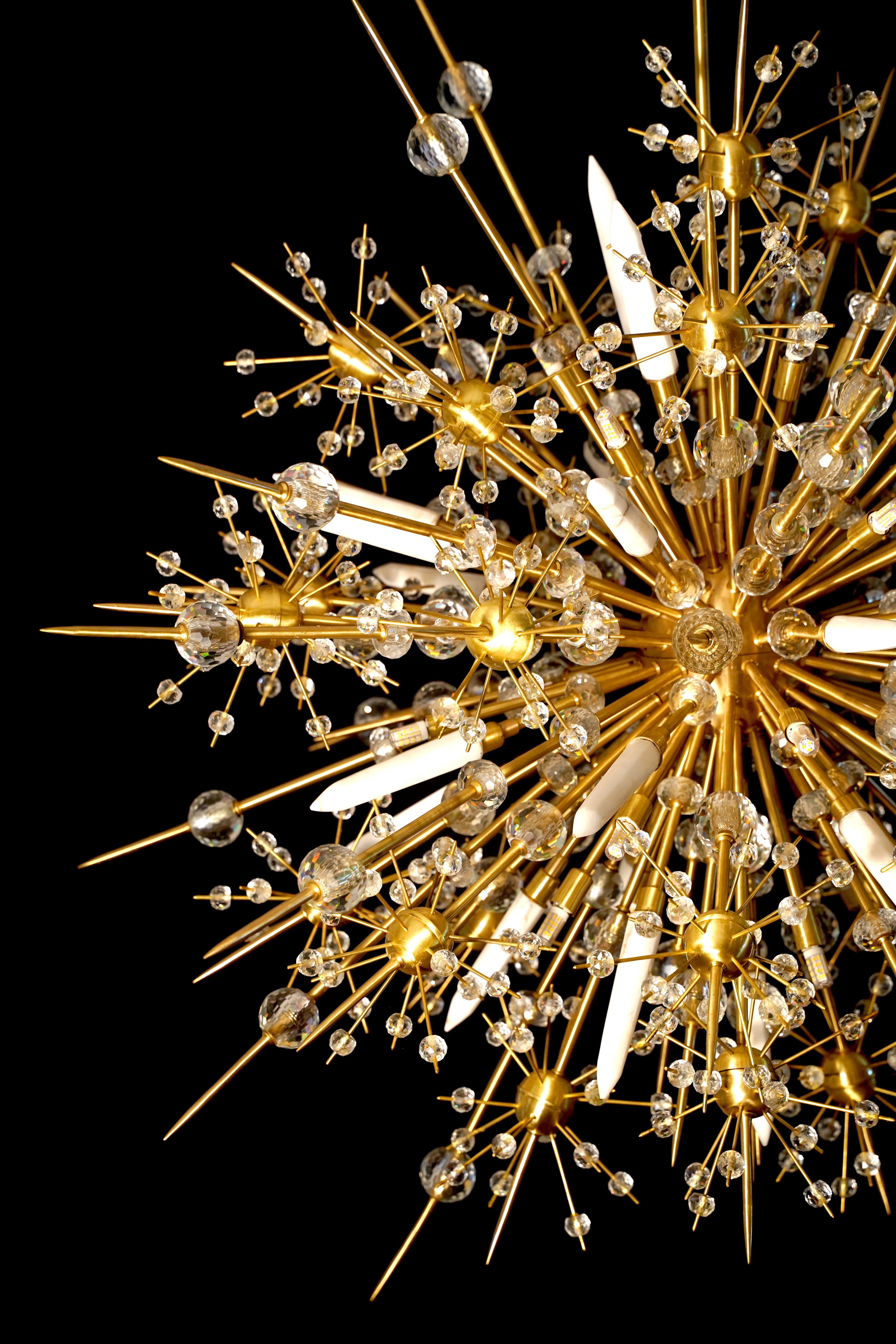 Rajratna starburst luxe chandelier - Luxury lighting for home, villa, hotel, and duplex architectural spaces.