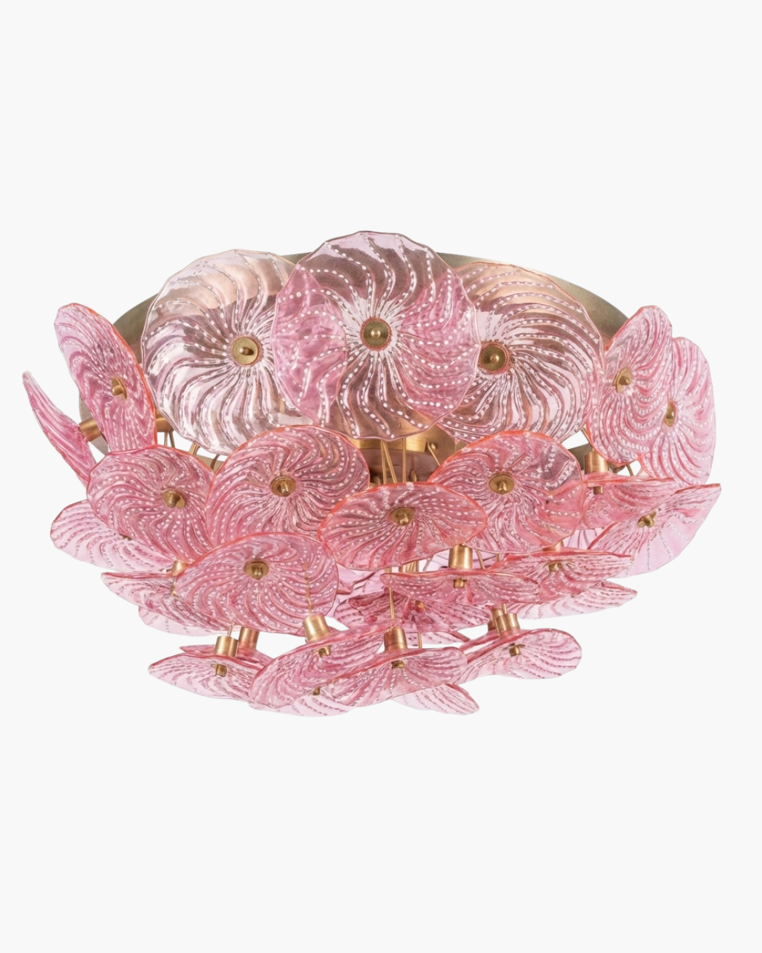 Pink floral ceiling light fixture on a white background
