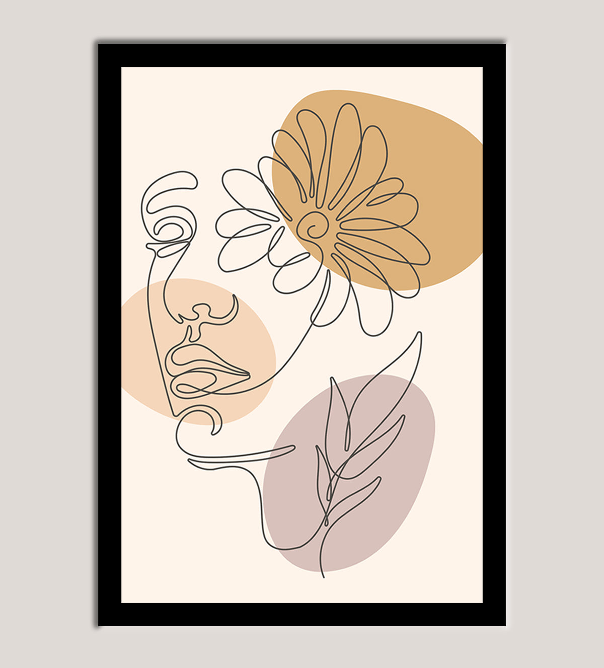 Discover 'Serene Bloom: Line Art Feminine Elegance'. A minimalist painting featuring feminine beauty and floral accents, perfect for creating a peaceful, modern space Aartaa decor