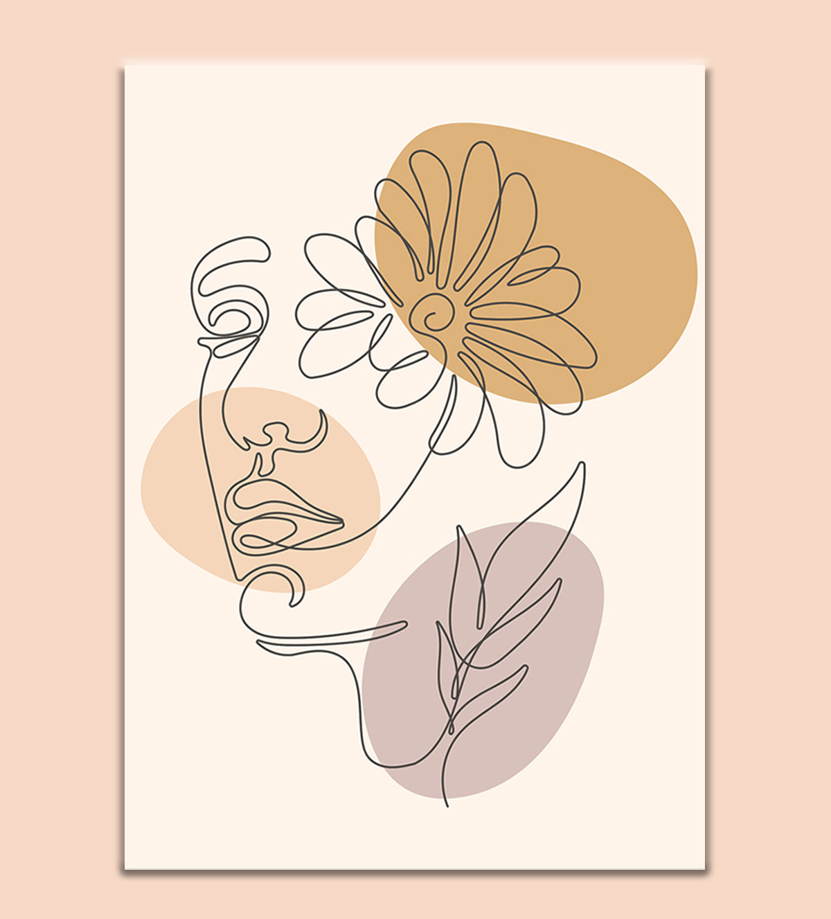 Discover 'Serene Bloom: Line Art Feminine Elegance'. A minimalist painting featuring feminine beauty and floral accents, perfect for creating a peaceful, modern space Aartaa decor