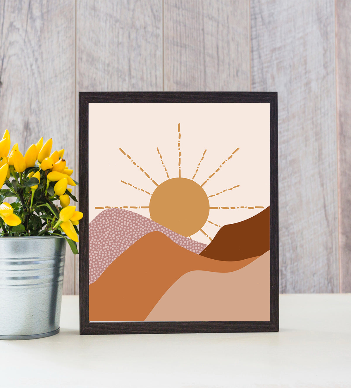 Minimalist Abstract Sunset Scene in Warm, Earthy Tones - Aartaa decor