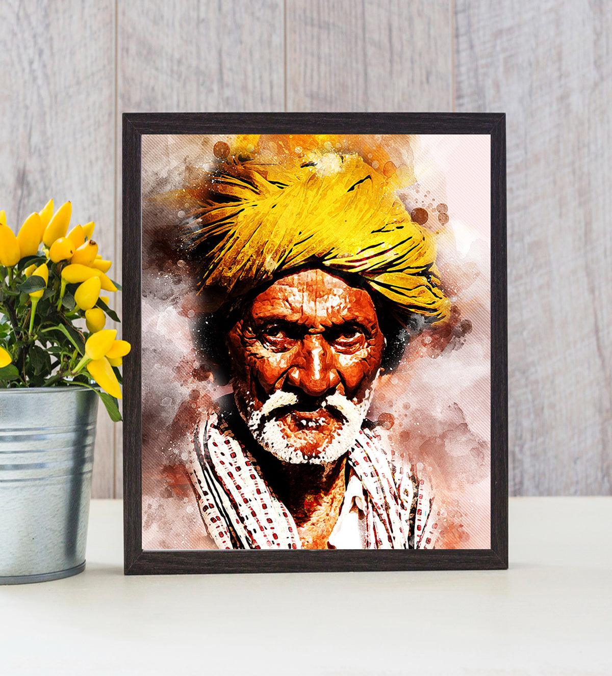 Old Man with a Striking Skin Texture Wall Painting - Aartaa decor