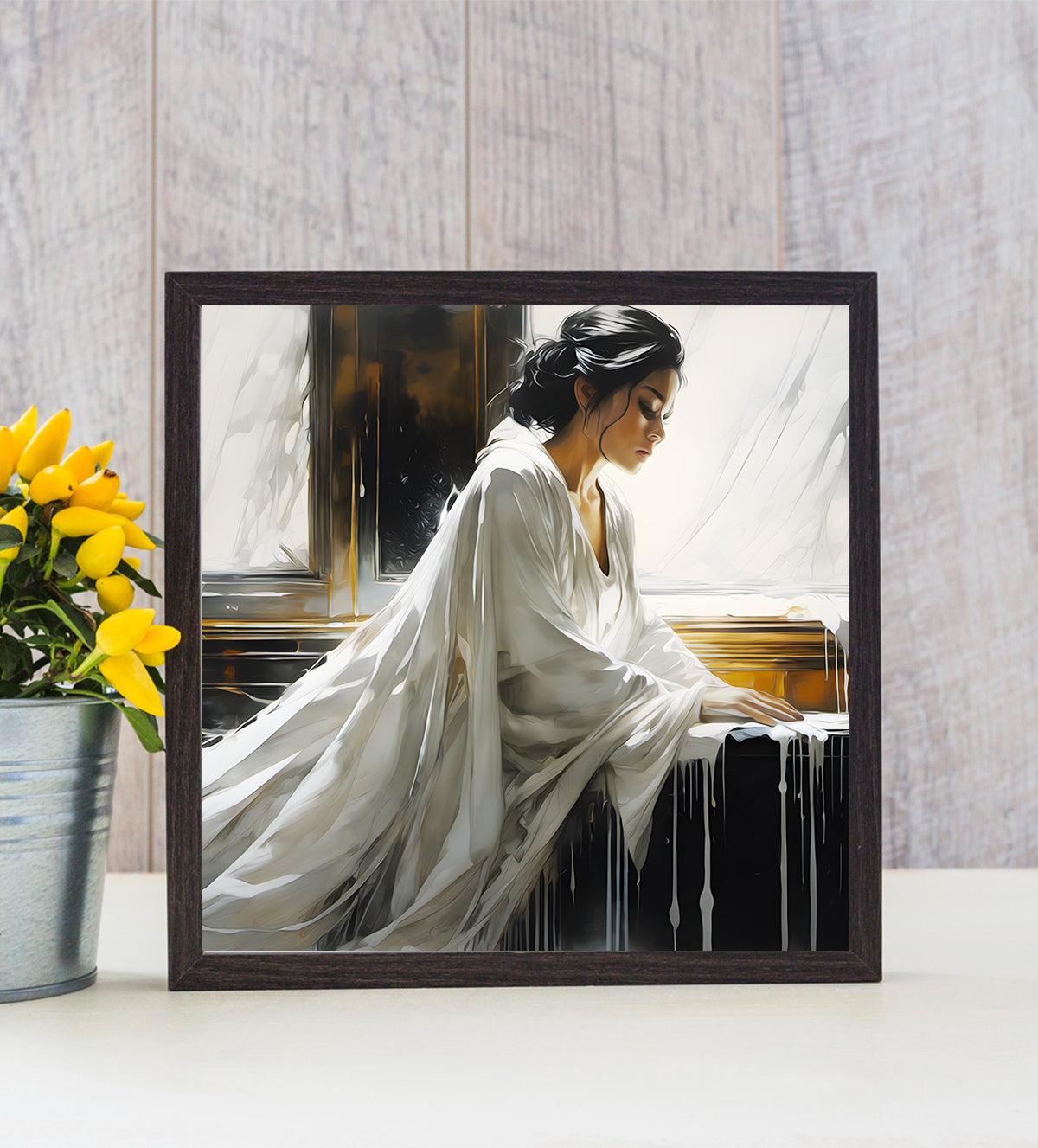 Stunning portrait of a woman in a white saree - Aartaa decor