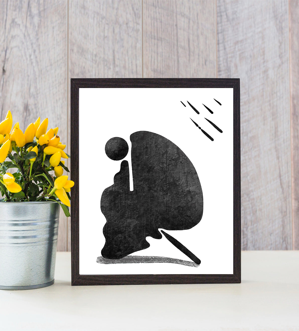 •	Striking image of a person in the rain Black and White Image - Aartaa decor