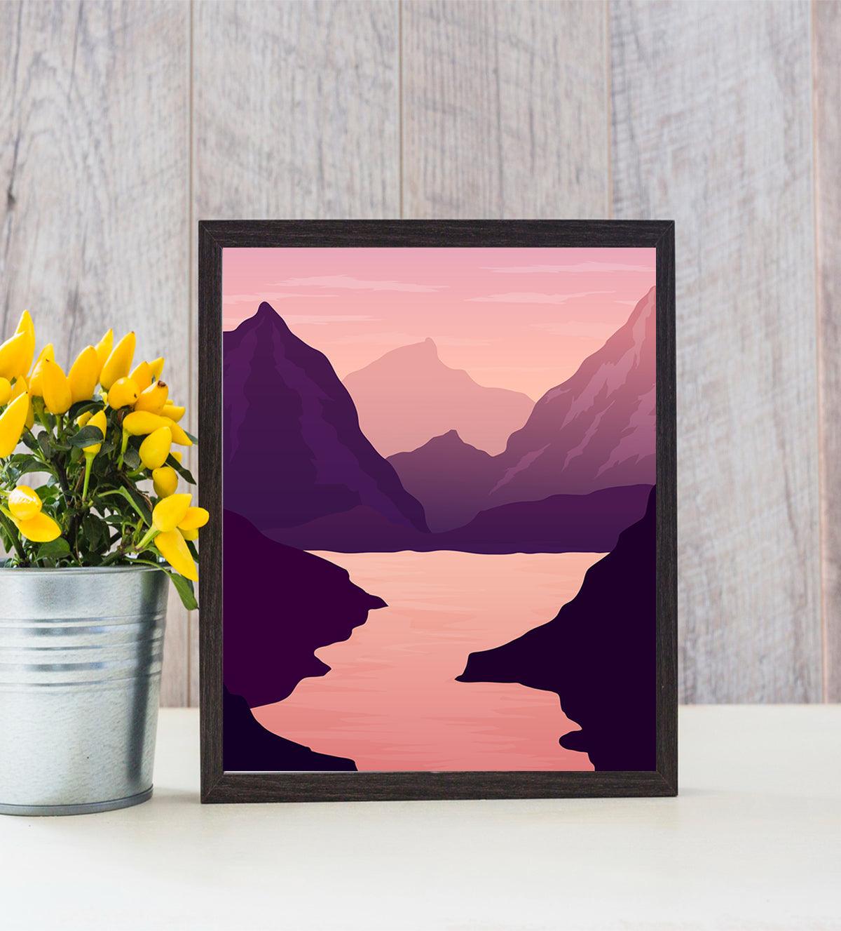 •	Stunning mountain landscape Warm Pink Look - Aartaa decor