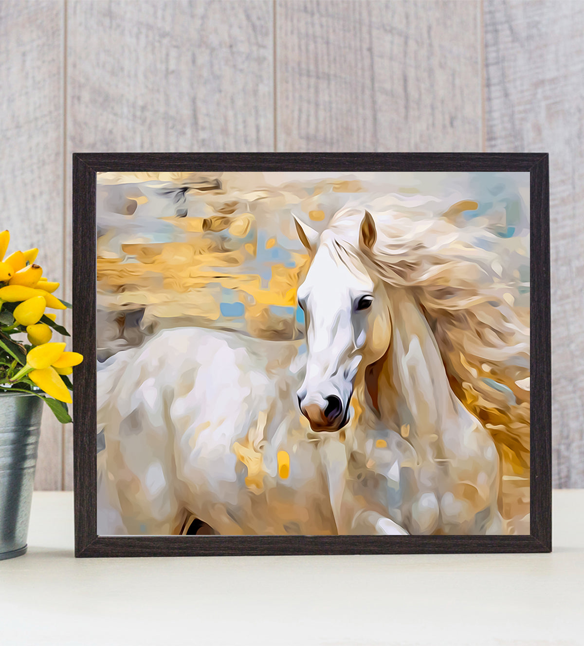 Energy and grace of a galloping white horse - Aartaa decor