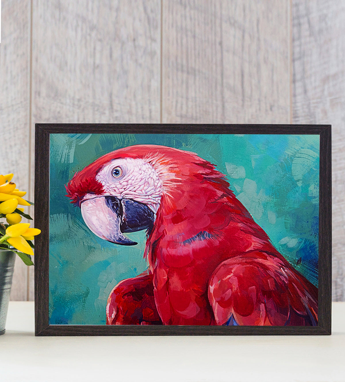 this captivating Scarlet Macaw wall painting - Aartaa decor