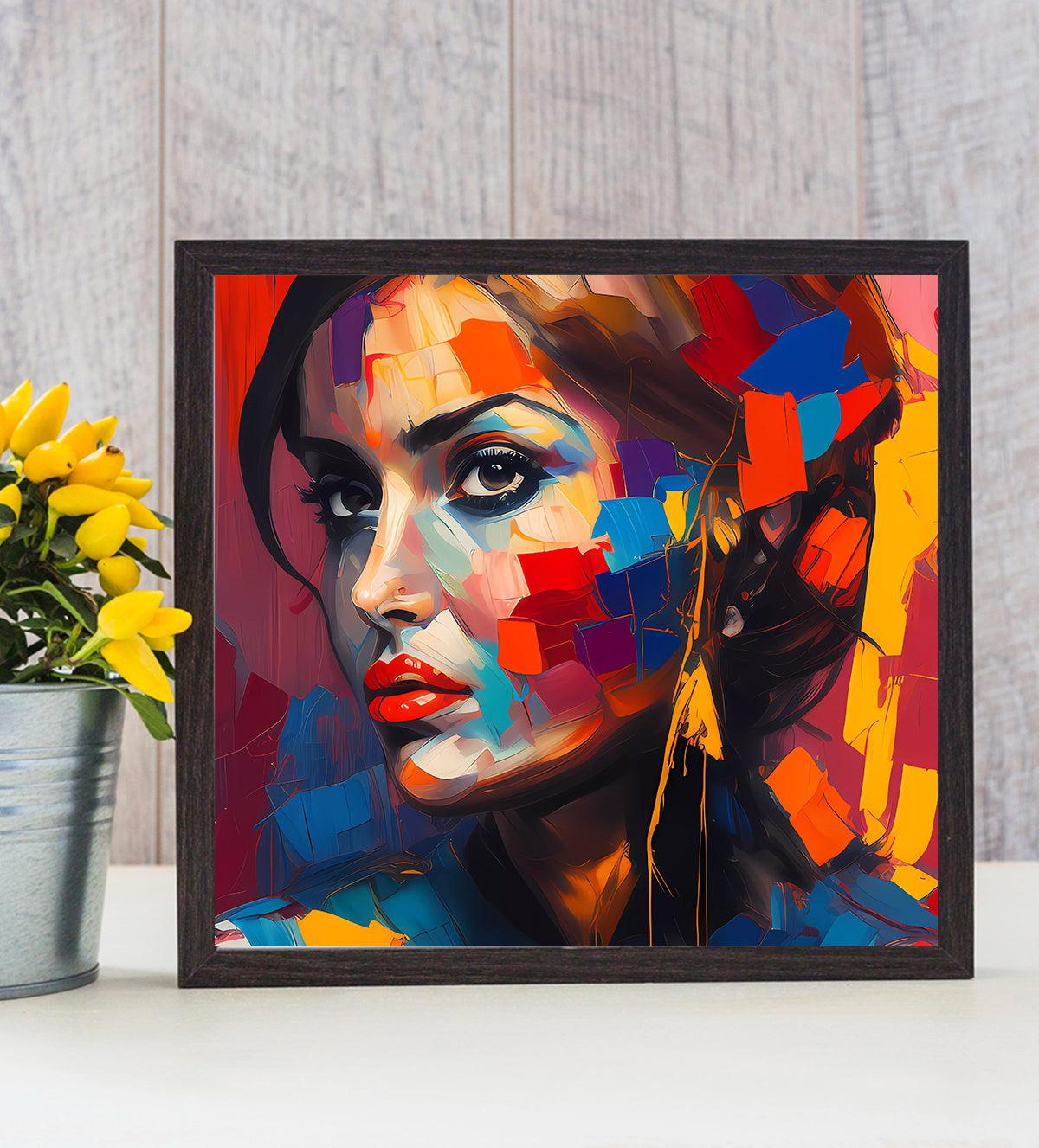 GEOMETRIC ART OF GIRL FACE PORTRAIT WALL ART IMAGE - Aartaa decor