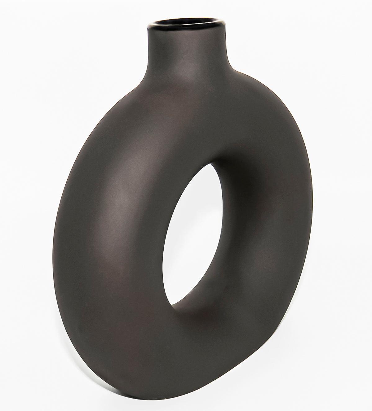 The Decors Lane Donut Shaped Ceramic Ceramic Vase - Aartaa decor