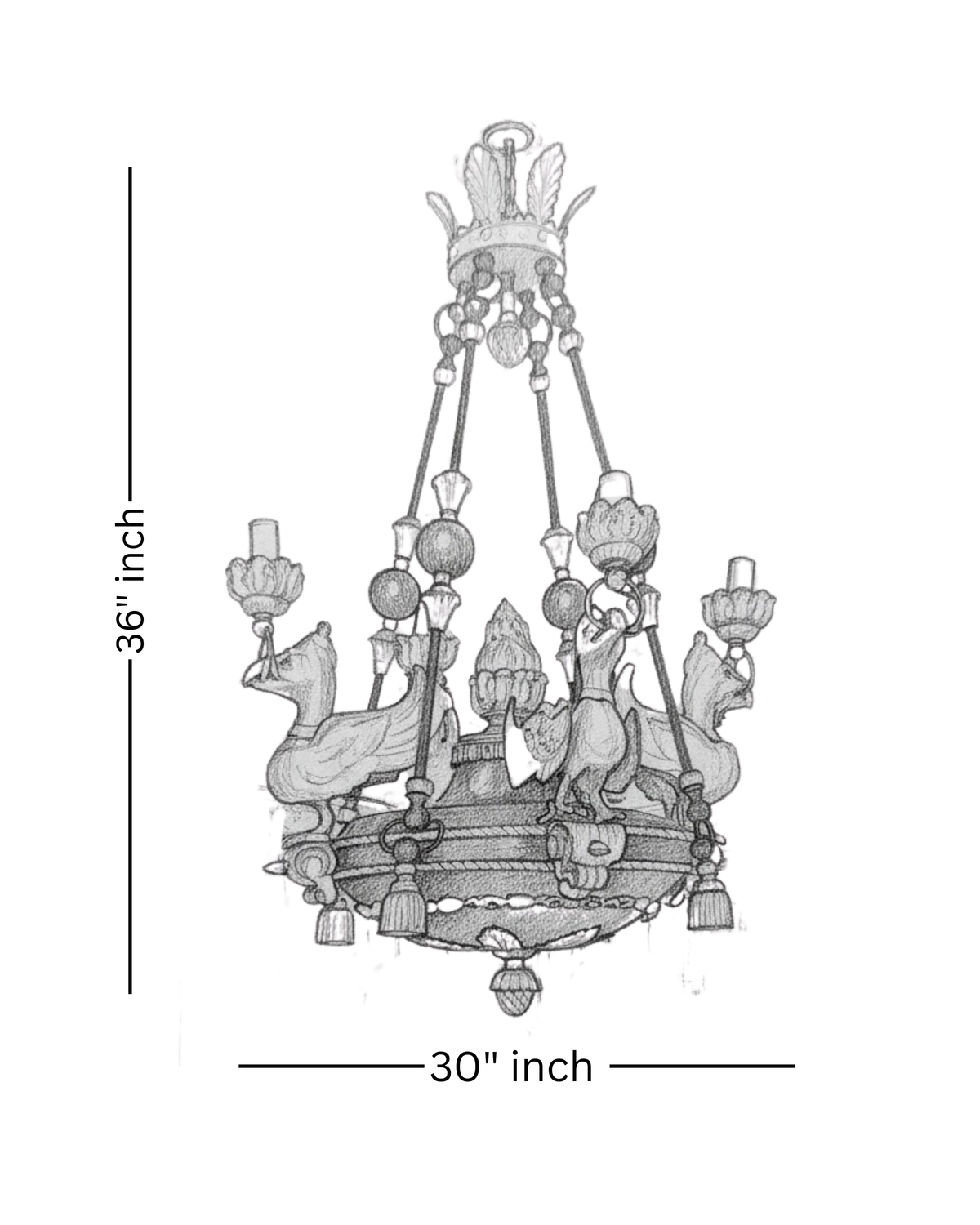 Imperial Griffin Brass Chandelier