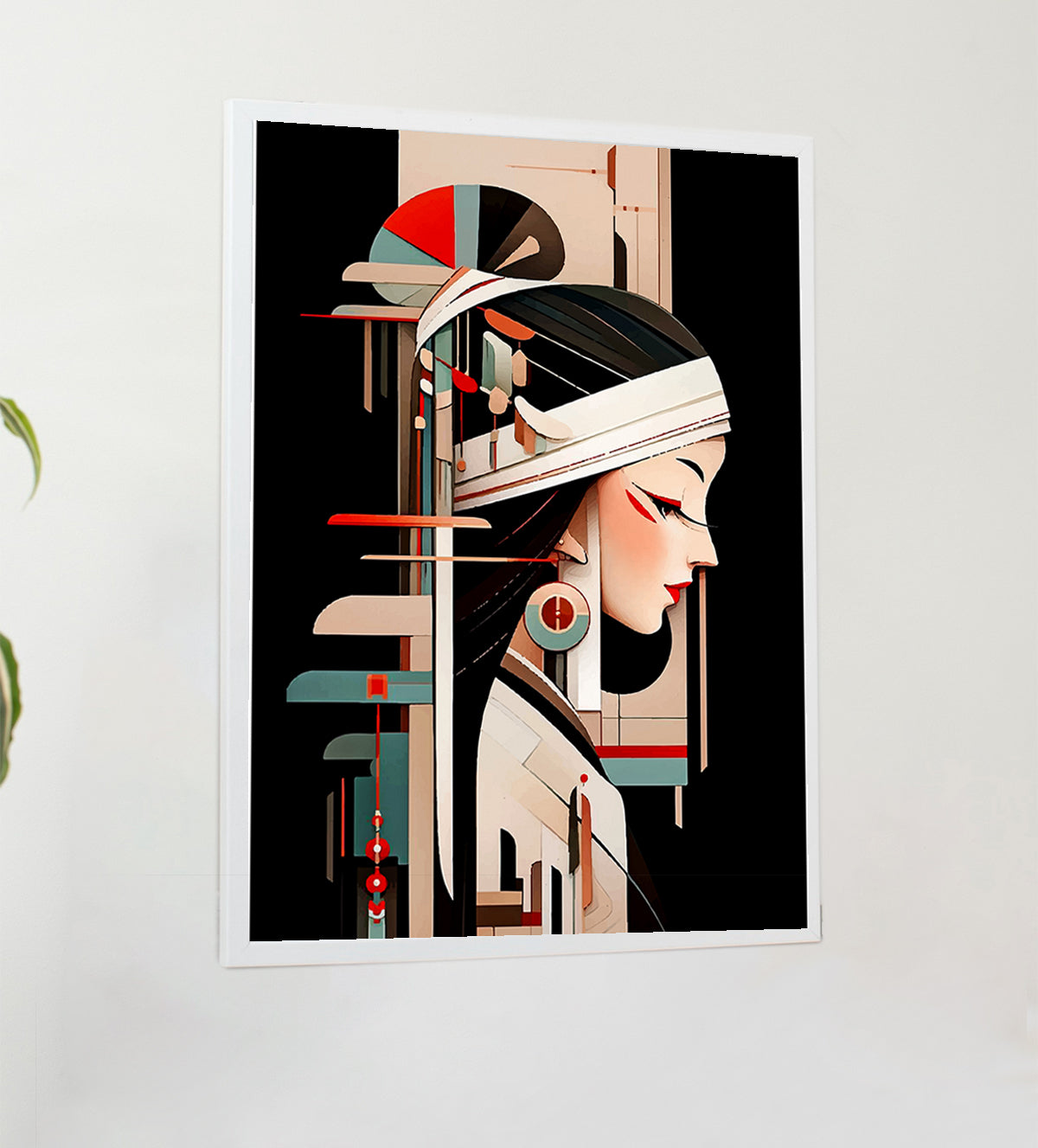 Shop 'Timeless Elegance: Abstract Portrait of an Ancient Beauty,' a bold, vivid painting inspired by ancient Chinese art. Perfect for adding a touch of sophistication to your space.