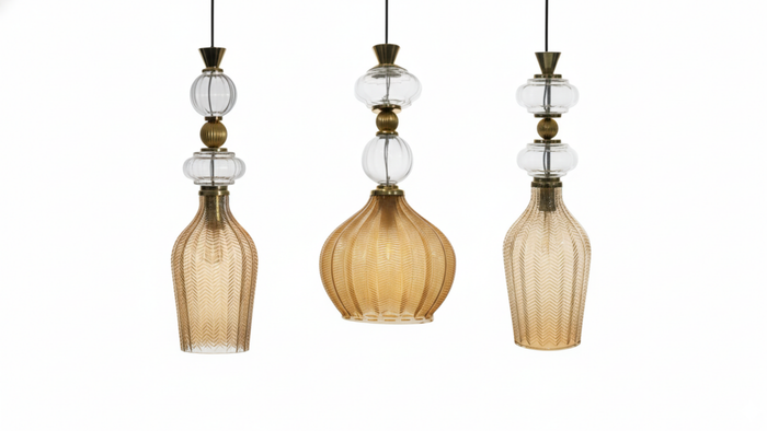 Triloka Amber Radiance Pendant Light Set
