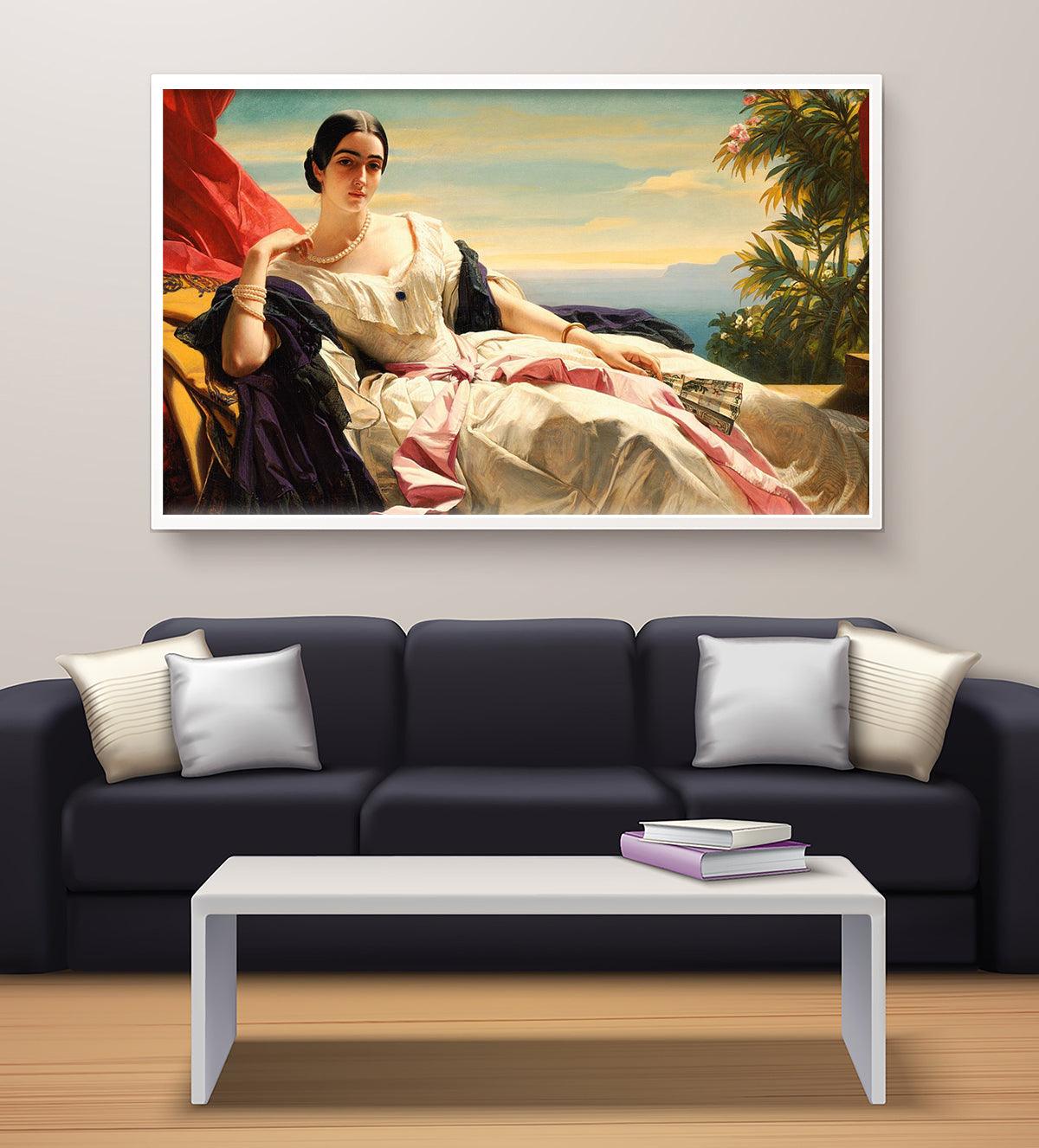 Explore 'Whispers of Nature: A Portrait of Enchantment'. This elegant portrait combines the beauty of nature and the mystery of a woman's gaze. Perfect for any stylish home - Aartaa decor