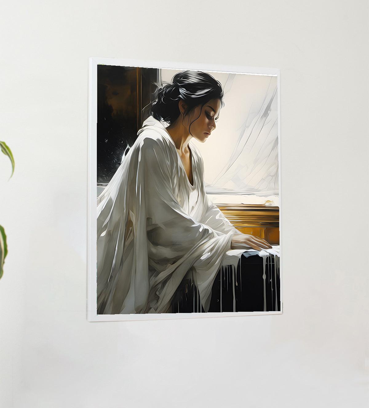 Stunning portrait of a woman in a white saree - Aartaa decor